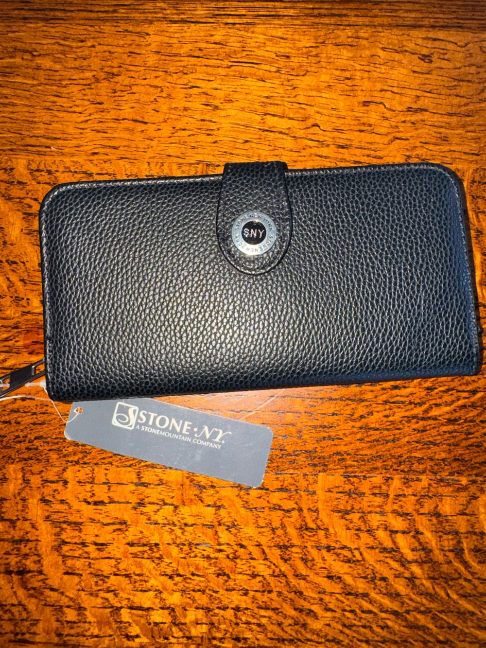 NWT Stone New York Black Pebbled Vegan Leather Long Wallet